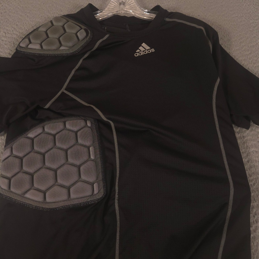 Adidas Shirt Mens Large Black Techfit Climacool Padded Football Compression